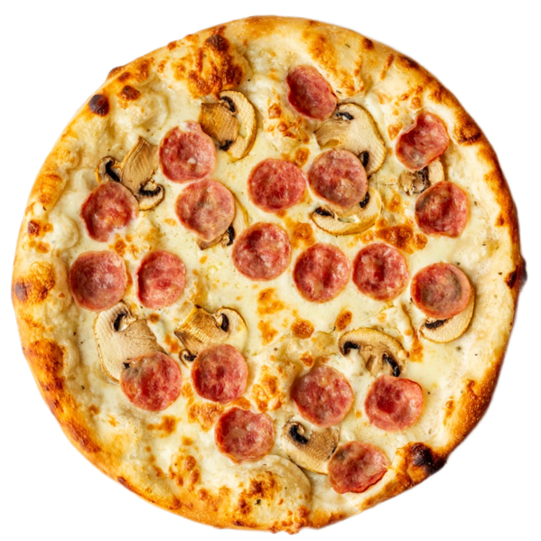 With ham and mushrooms